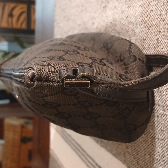 Authentic Gucci Vintage Hand Bag Pouch Purse GG Canvas Leather Black - Picture 3 of 16